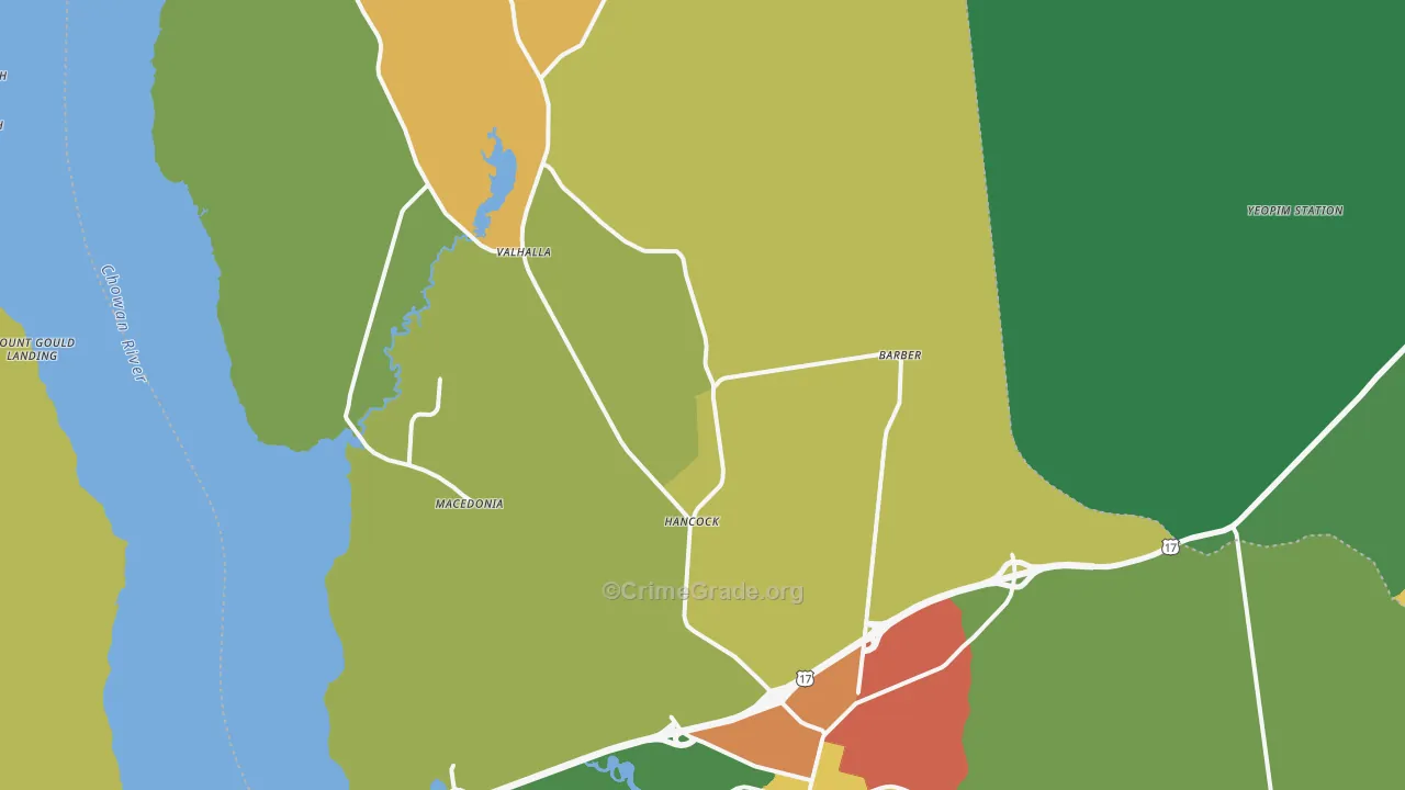 Chowan County, NC Map of Drug-Related Crime Rates