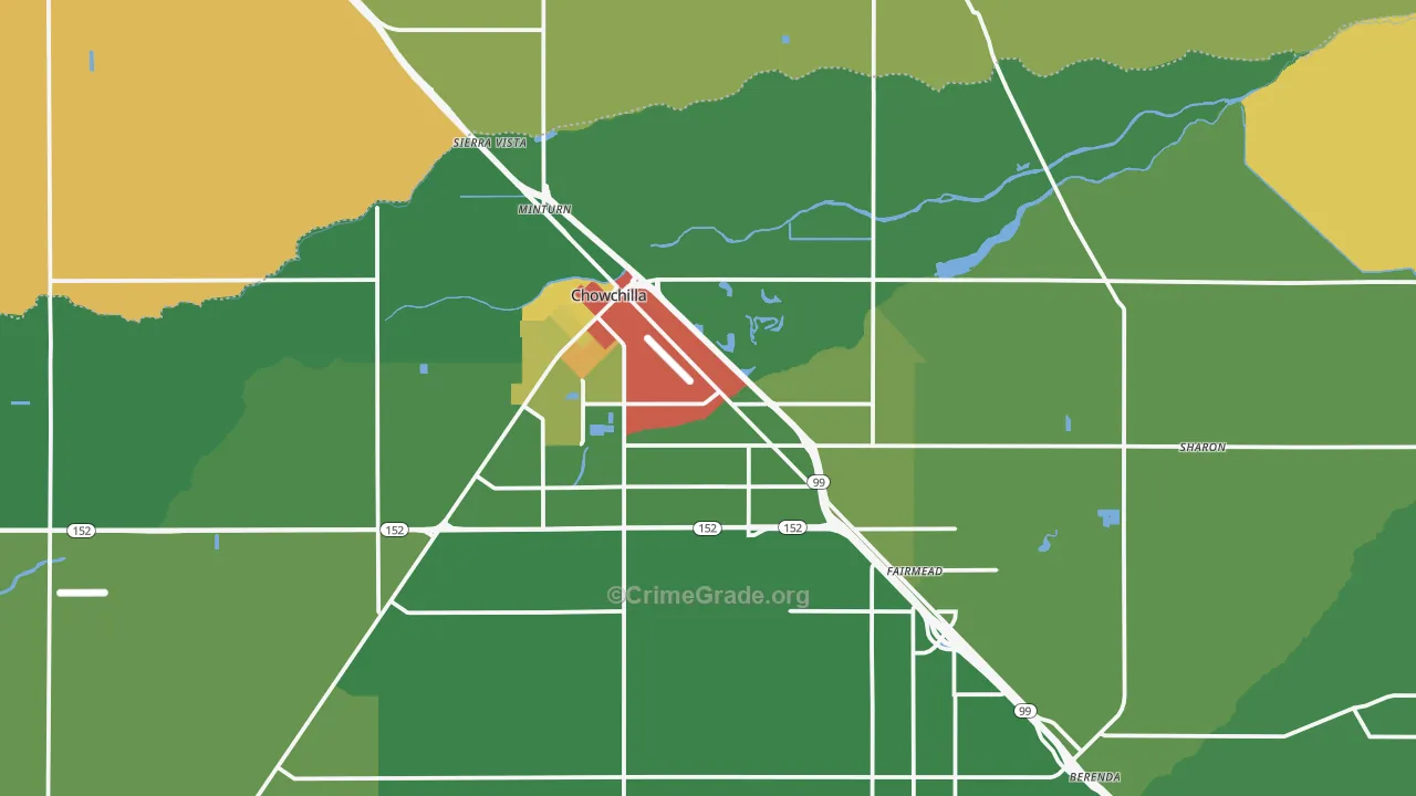 Chowchilla, CA Map of Drug-Related Crime Rates