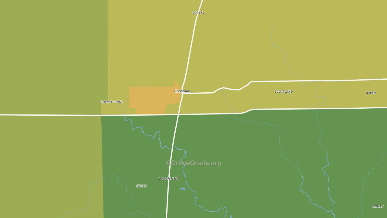 Chrisman, IL Map of Drug-Related Crime Rates
