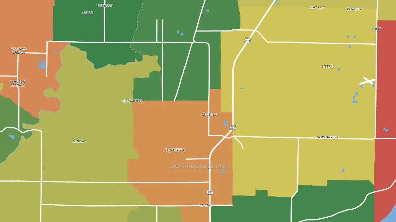 Chrisney, IN Map of Drug-Related Crime Rates