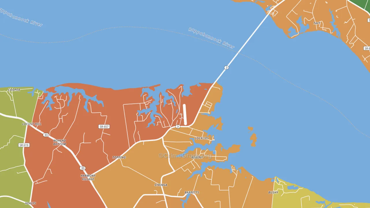 Christchurch, VA Map of Drug-Related Crime Rates