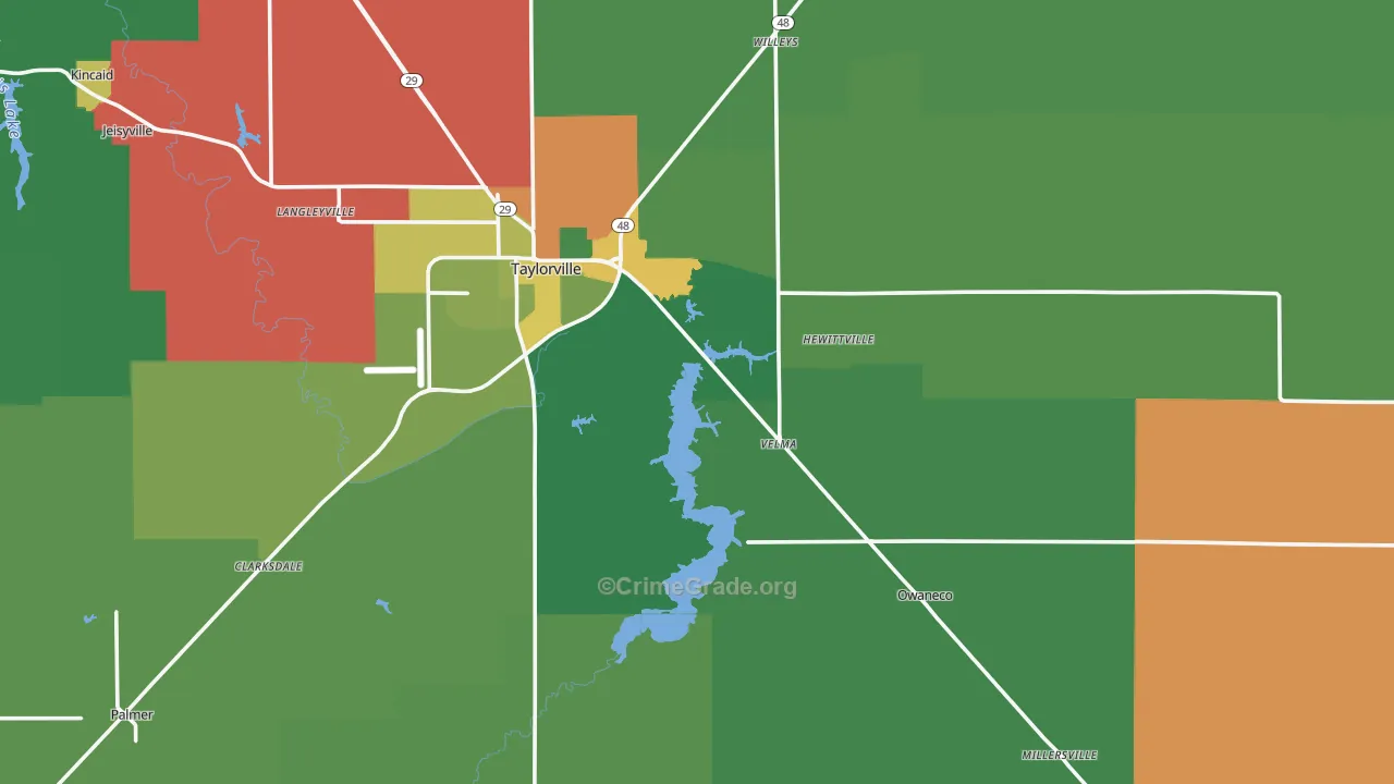 Christian County, IL Map of Drug-Related Crime Rates