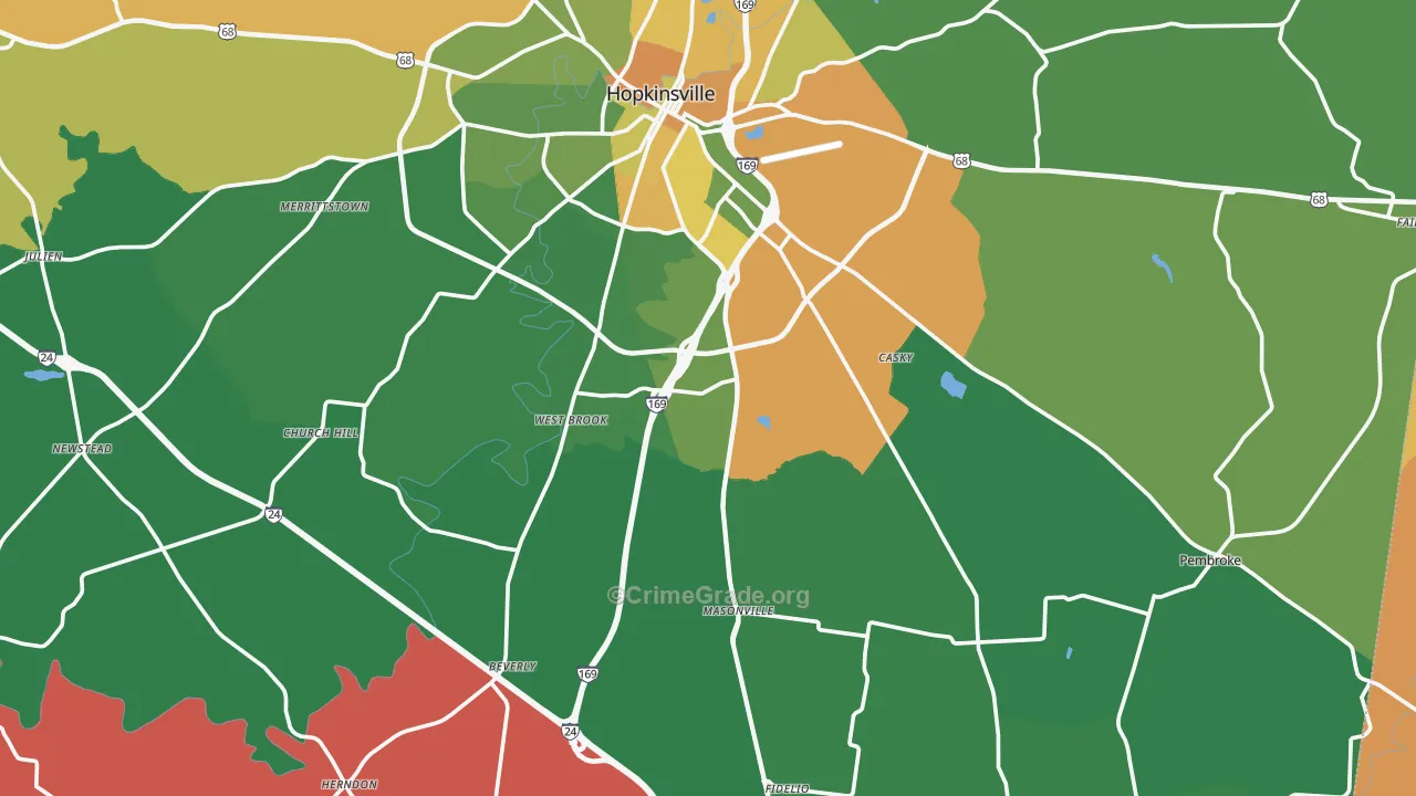 Christian County, KY Map of Drug-Related Crime Rates