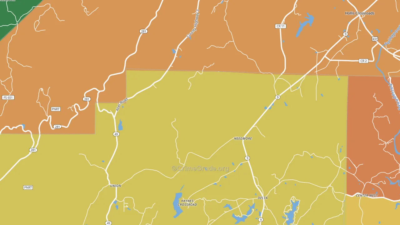 Christiana, AL Map of Drug-Related Crime Rates