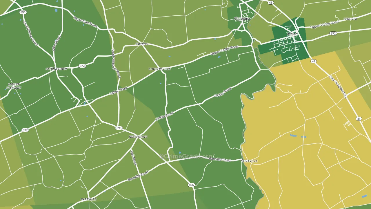 Christiana, PA Map of Drug-Related Crime Rates