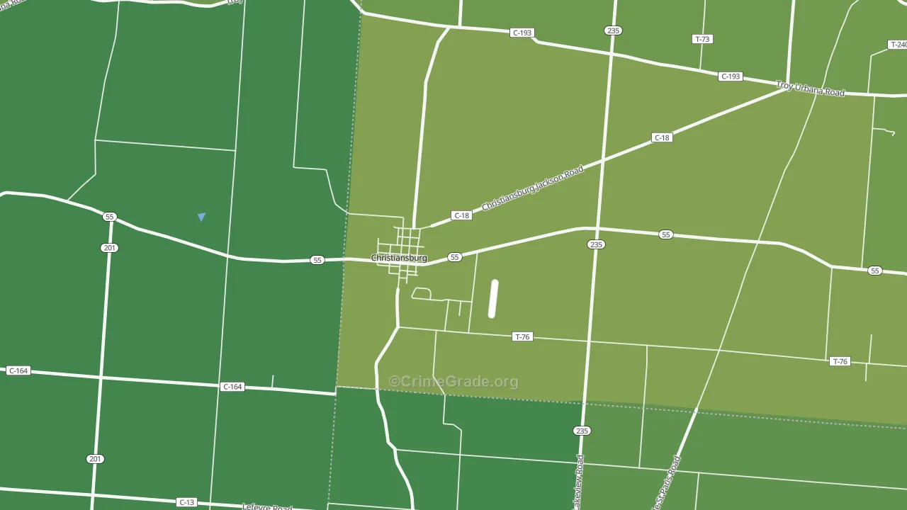 Christiansburg, OH Map of Drug-Related Crime Rates