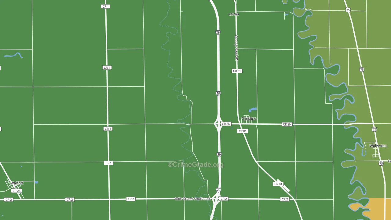 Christine, ND Map of Drug-Related Crime Rates