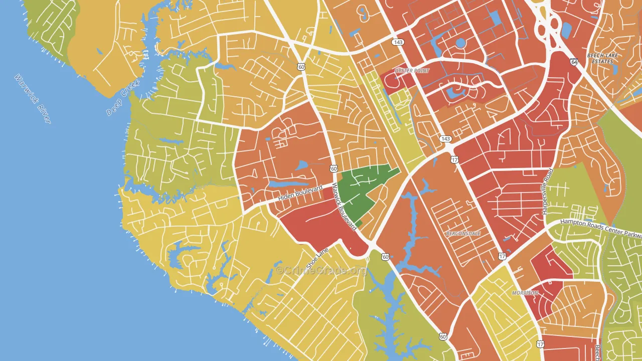 Christopher Newport, Newport News, VA Map of Drug-Related Crime Rates