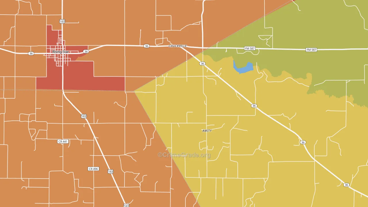 Chuckville, TX Map of Drug-Related Crime Rates