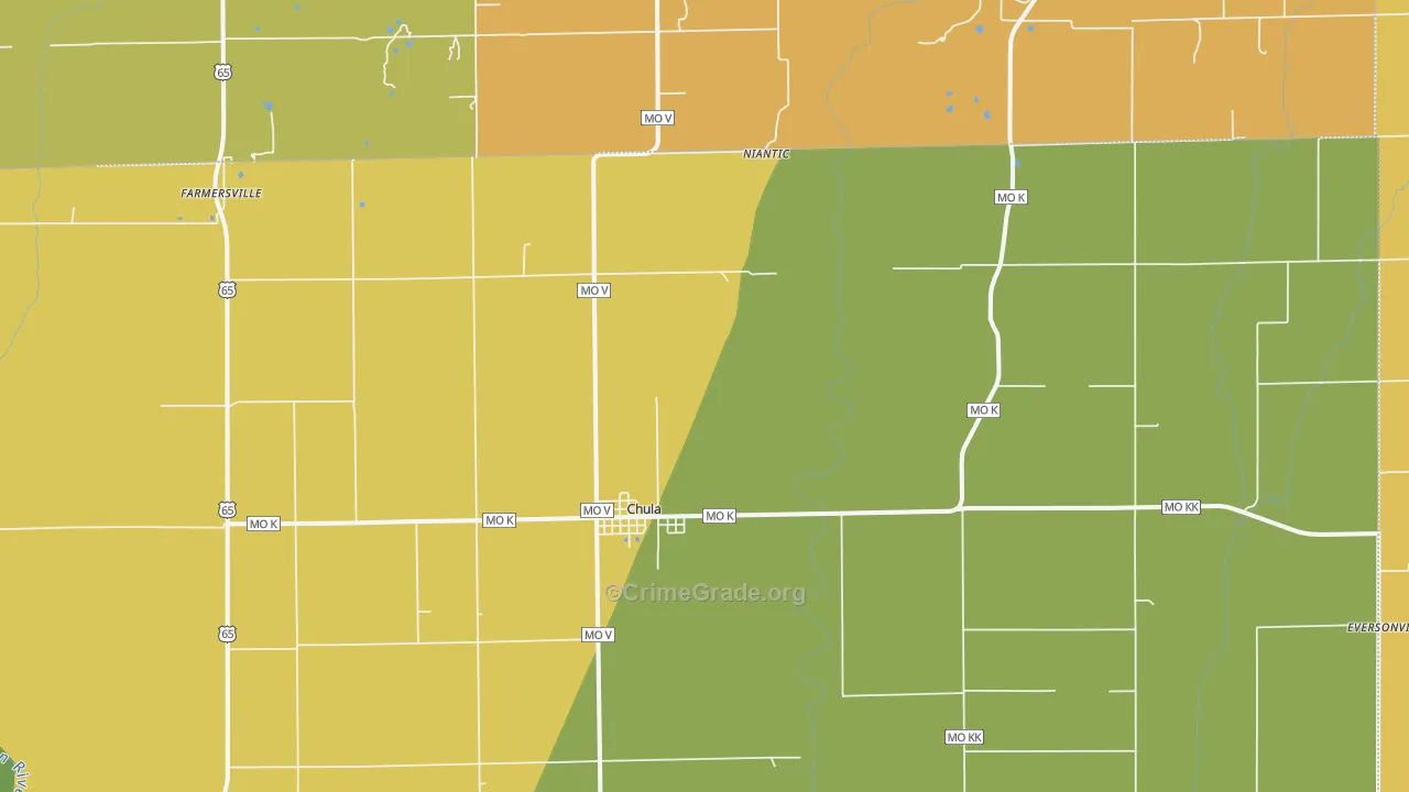 Chula, MO Map of Drug-Related Crime Rates