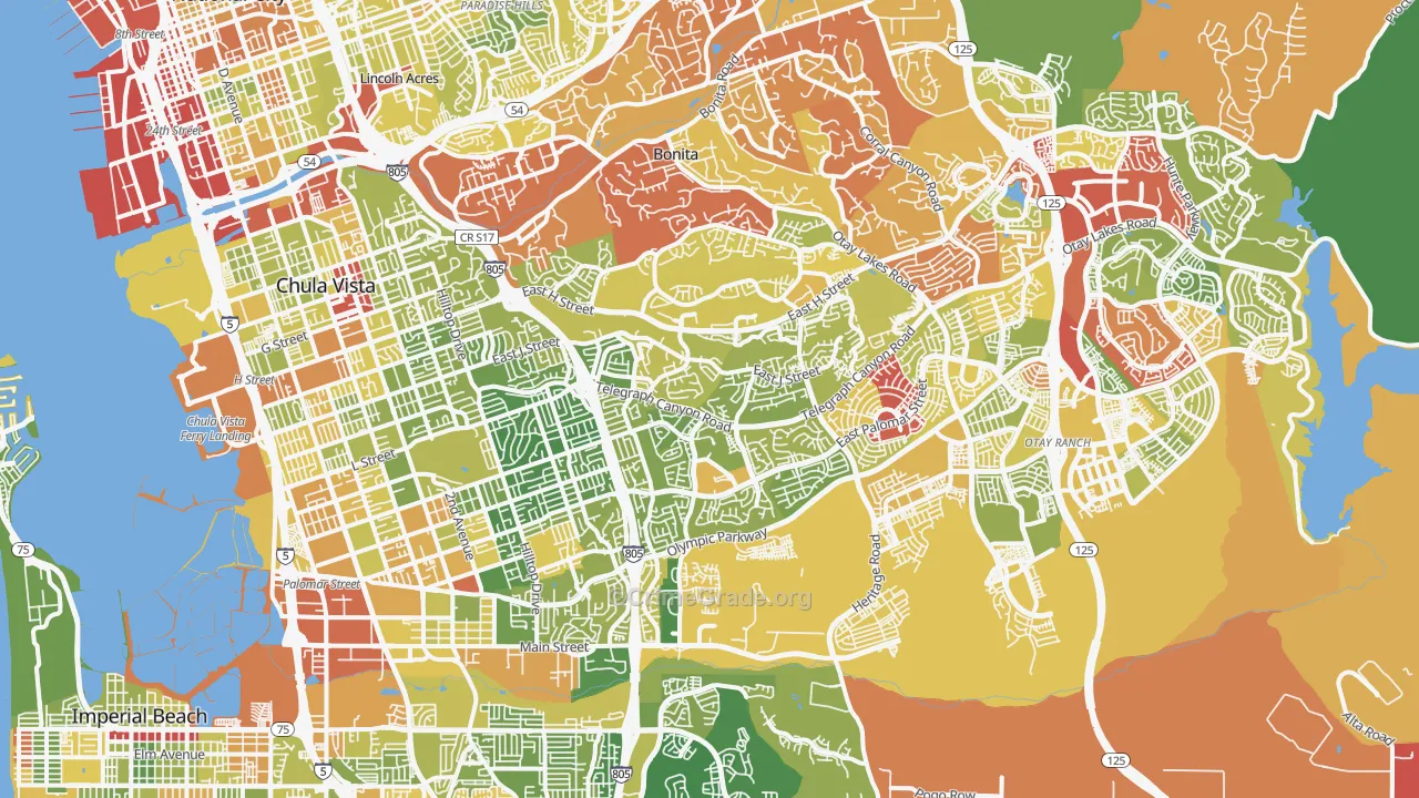 Chula Vista, CA Map of Drug-Related Crime Rates