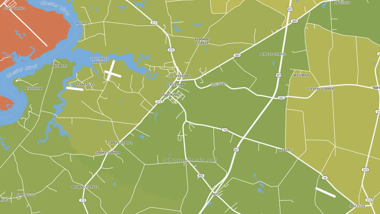 Church Hill, MD Map of Drug-Related Crime Rates
