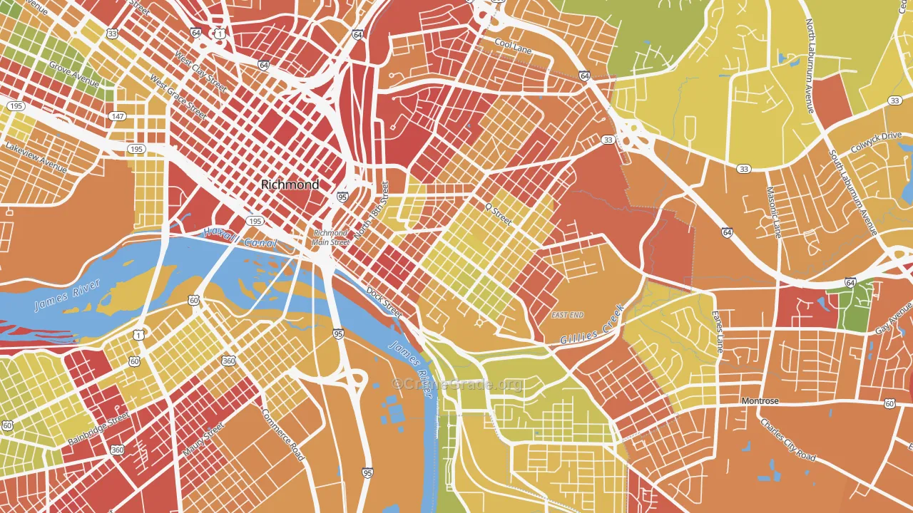 Church Hill, Richmond, VA Map of Drug-Related Crime Rates