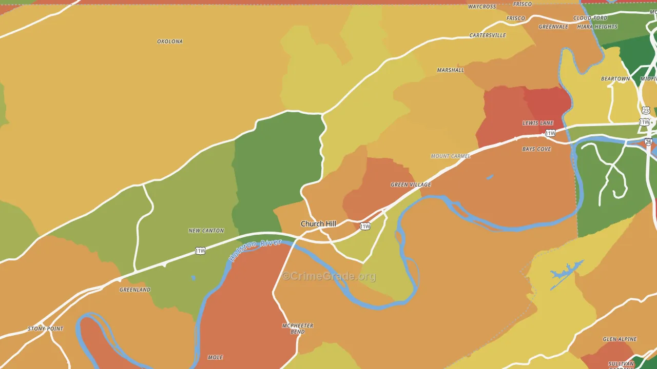 Church Hill, TN Map of Drug-Related Crime Rates