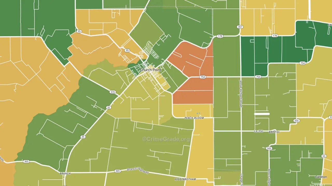 Church Point, LA Map of Drug-Related Crime Rates