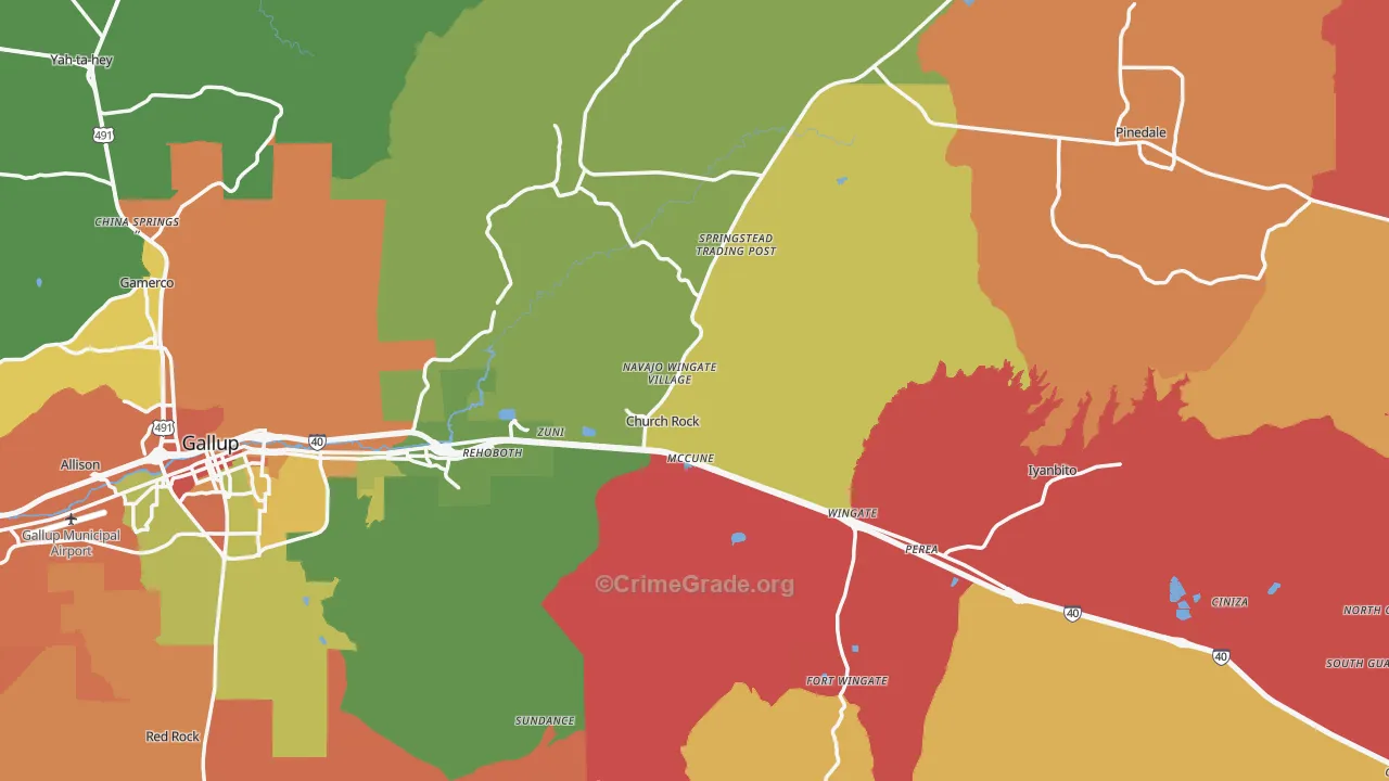 Church Rock, NM Map of Drug-Related Crime Rates