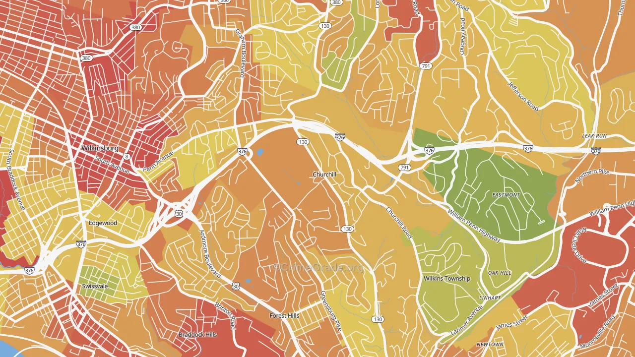 Churchill, PA Map of Drug-Related Crime Rates
