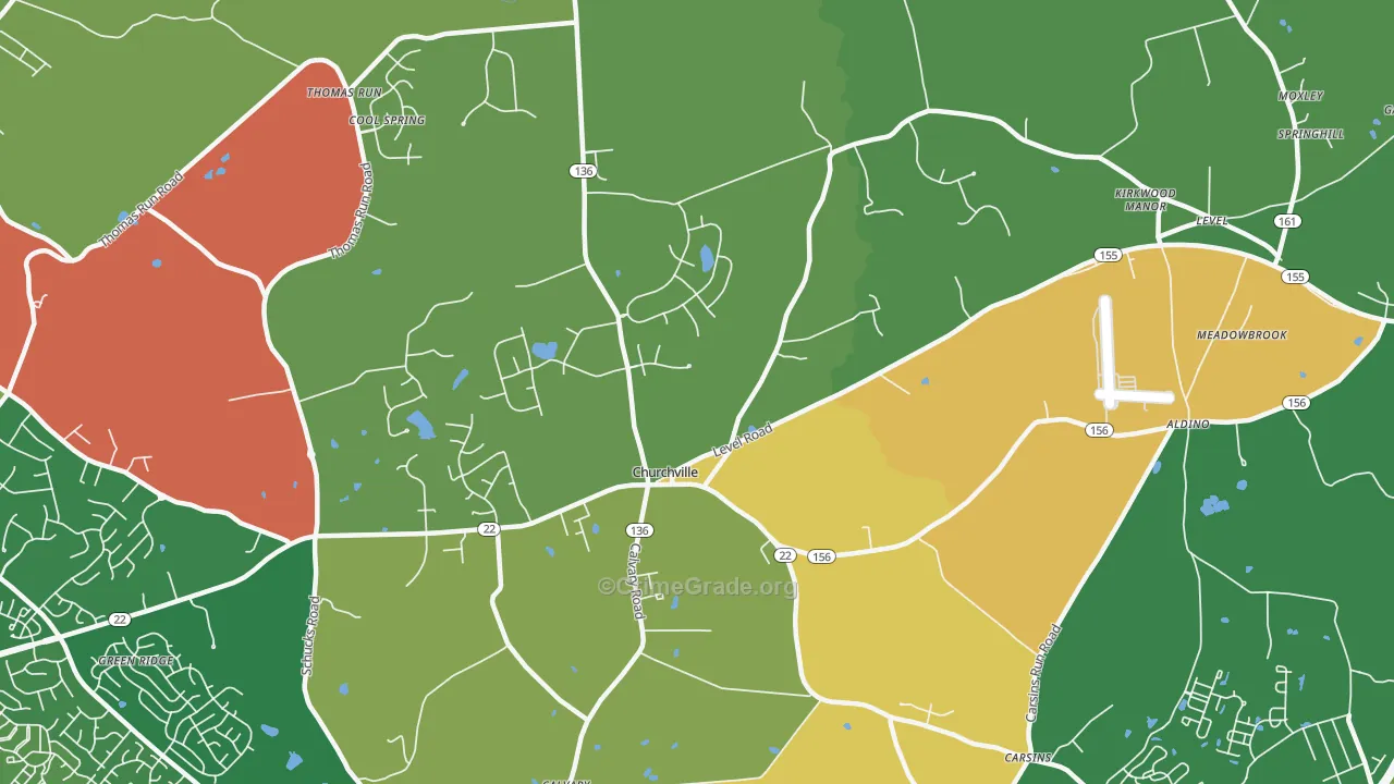 Churchville, MD Map of Drug-Related Crime Rates