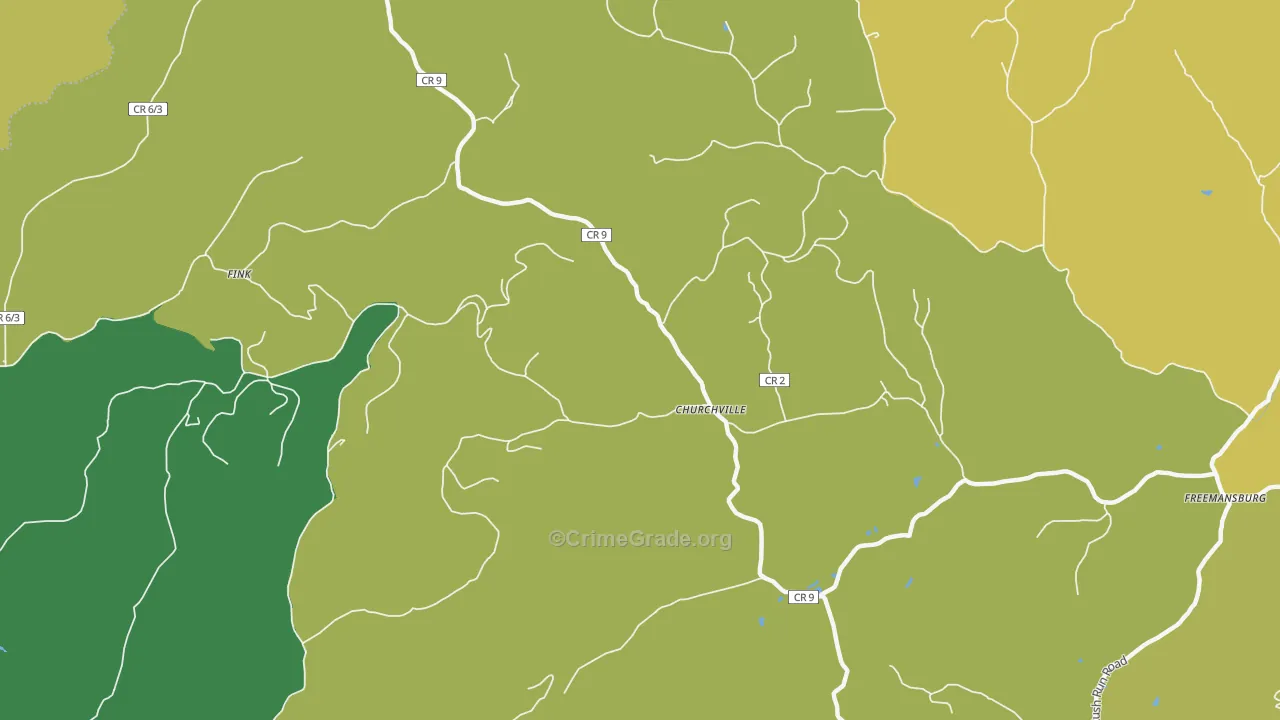 Churchville, WV Map of Drug-Related Crime Rates
