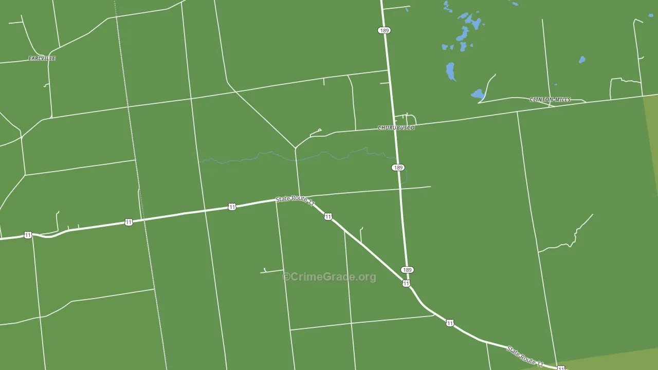 Churubusco, NY Map of Drug-Related Crime Rates