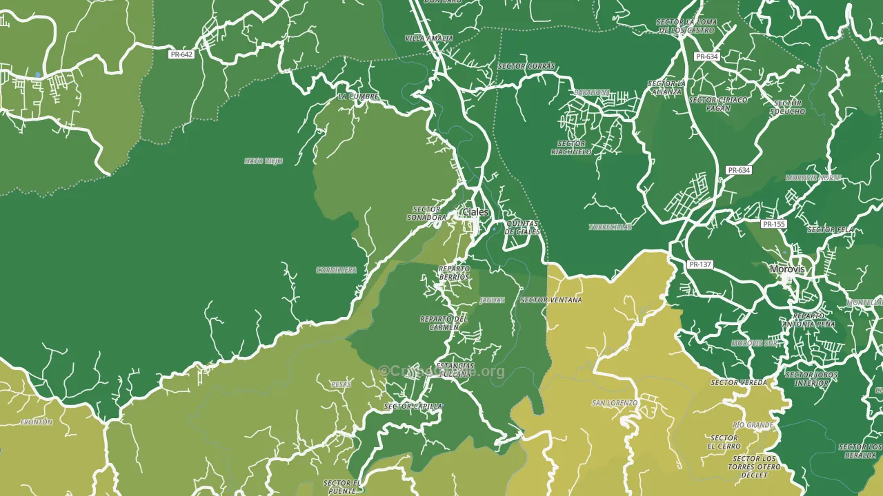 Ciales, PR Map of Drug-Related Crime Rates
