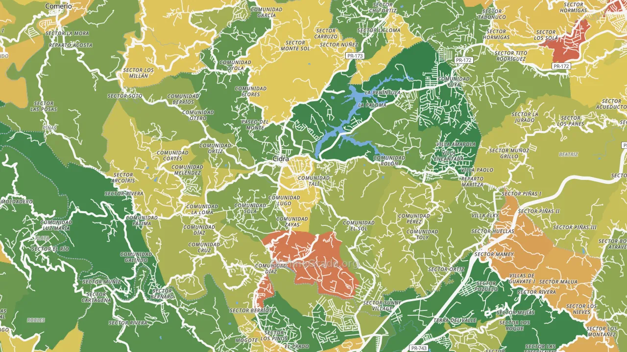 Cidra Municipio, PR Map of Drug-Related Crime Rates