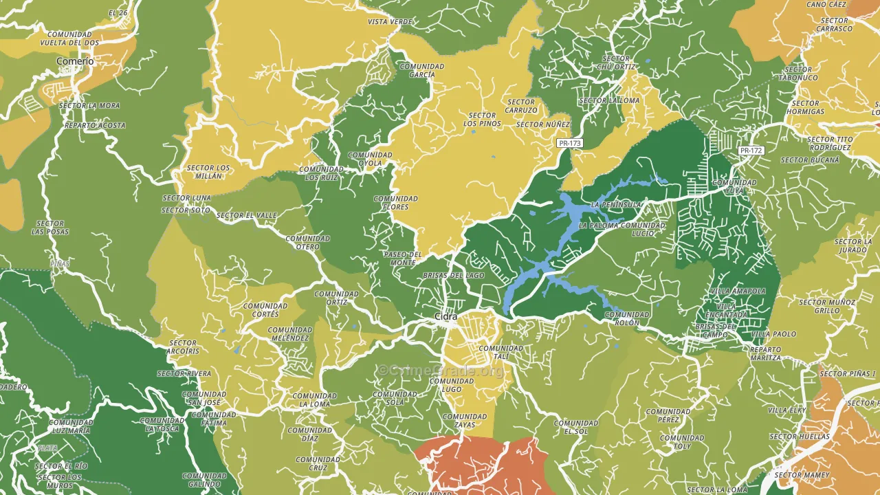 Cidra, PR Map of Drug-Related Crime Rates