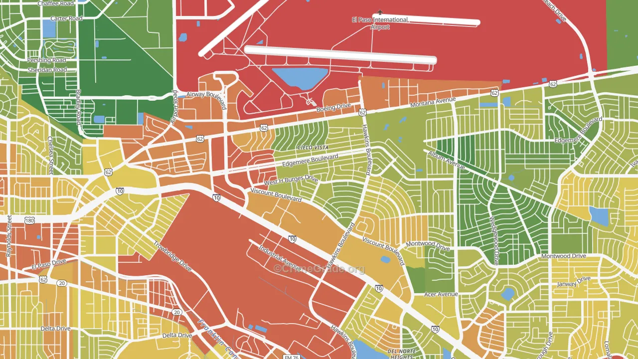 Cielo Vista South, El Paso, TX Map of Drug-Related Crime Rates