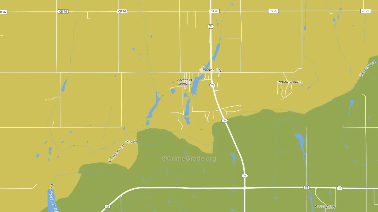 Cimarron City, OK Map of Drug-Related Crime Rates