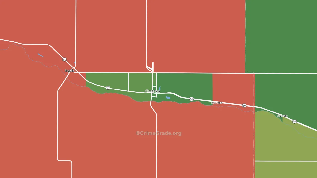 Cimarron, KS Map of Drug-Related Crime Rates