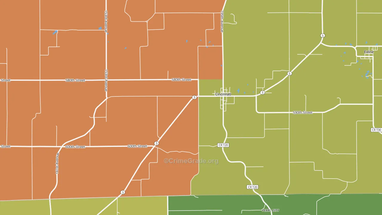 Cincinnati, IA Map of Drug-Related Crime Rates