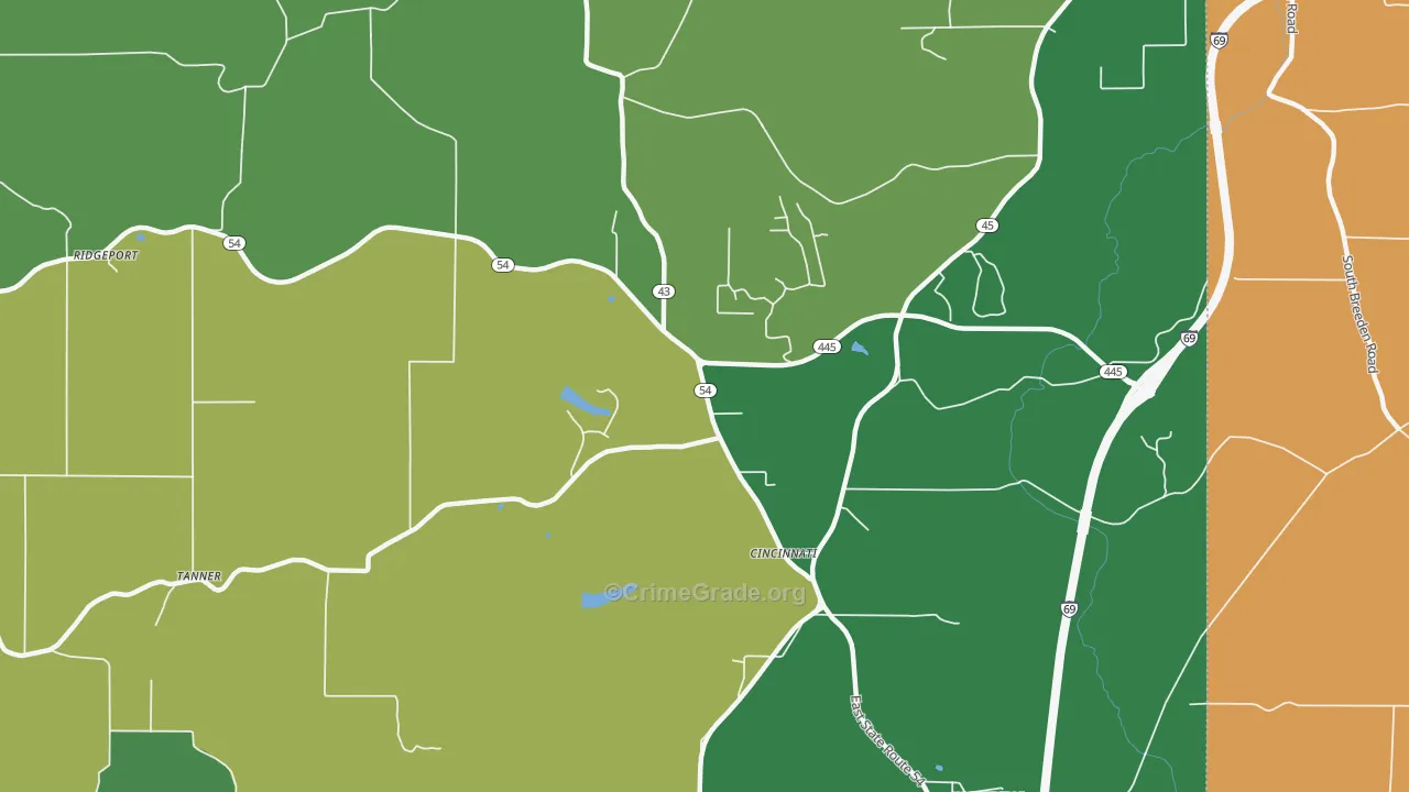 Cincinnati, IN Map of Drug-Related Crime Rates