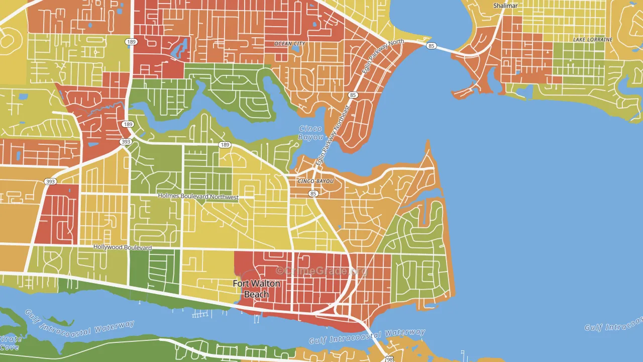 Cinco Bayou, FL Map of Drug-Related Crime Rates