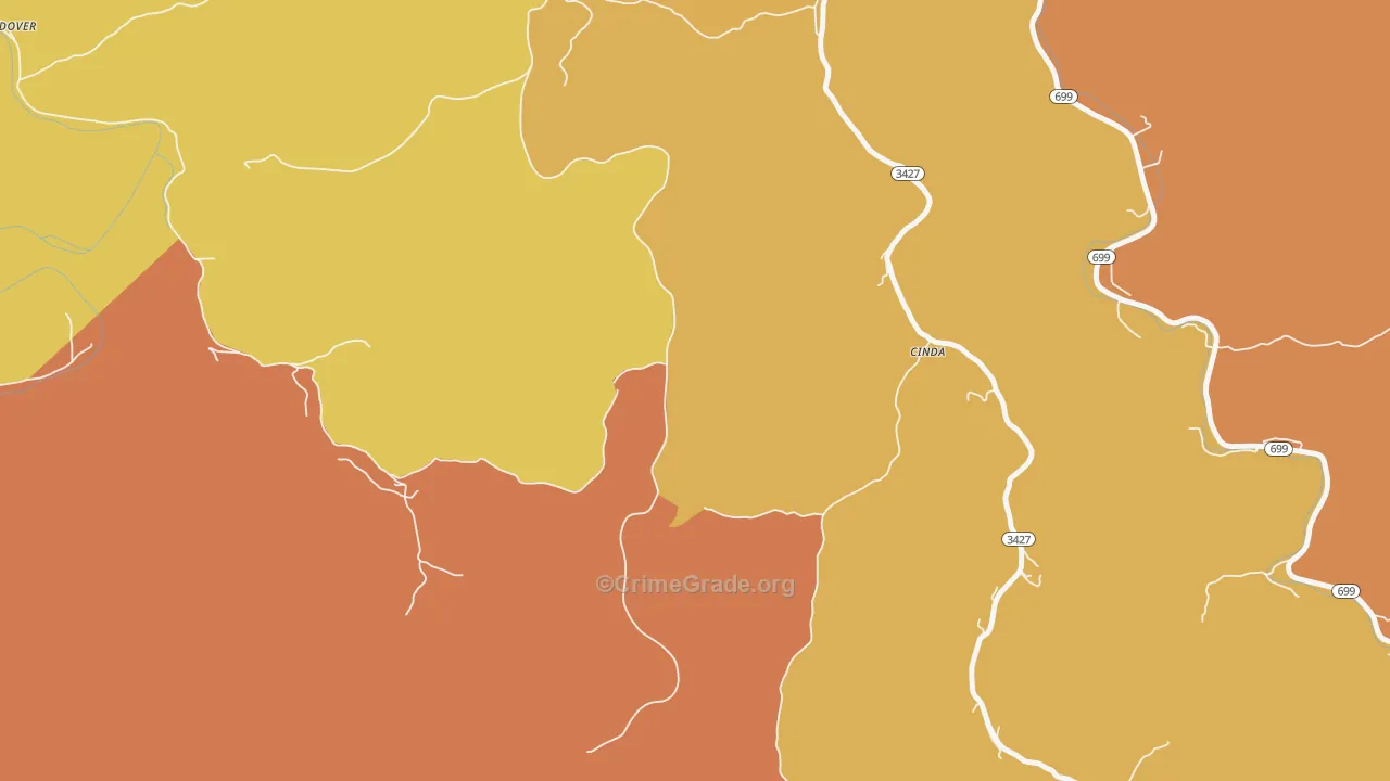 Cinda, KY Map of Drug-Related Crime Rates