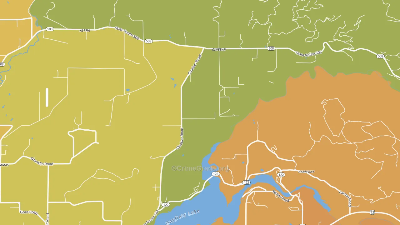 Cinebar, WA Map of Drug-Related Crime Rates
