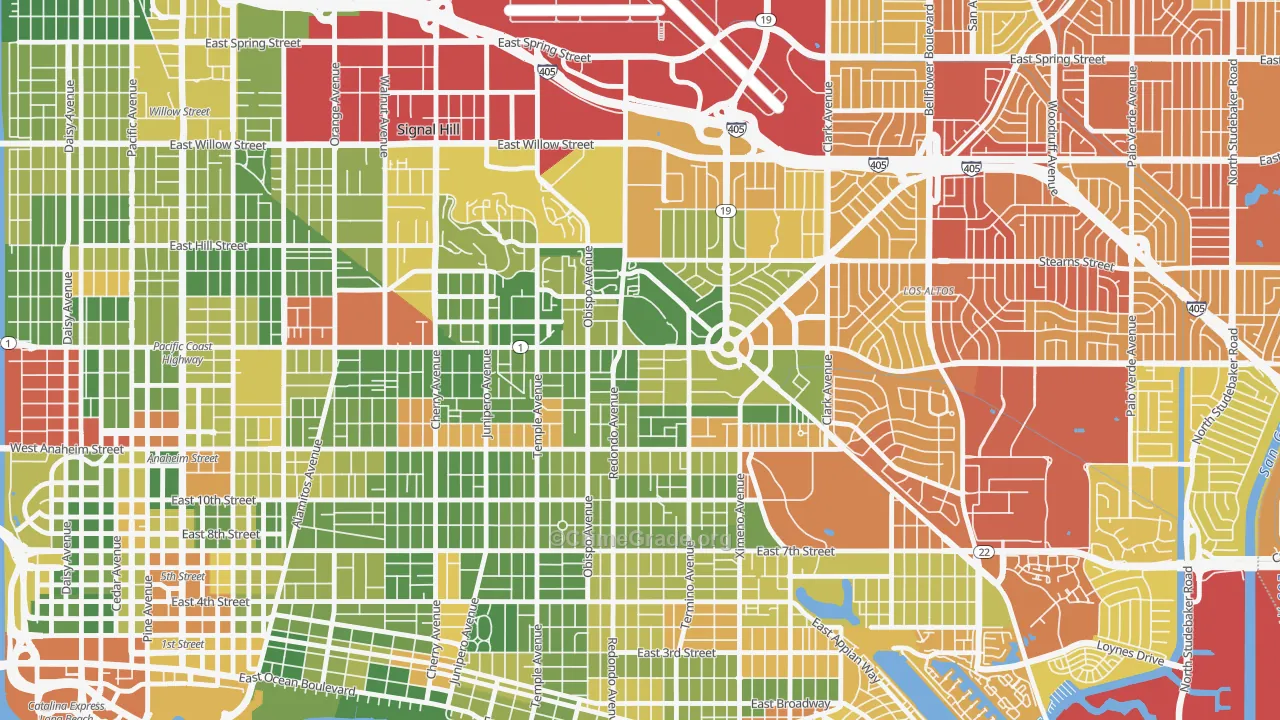 Circle Area, Long Beach, CA Map of Drug-Related Crime Rates