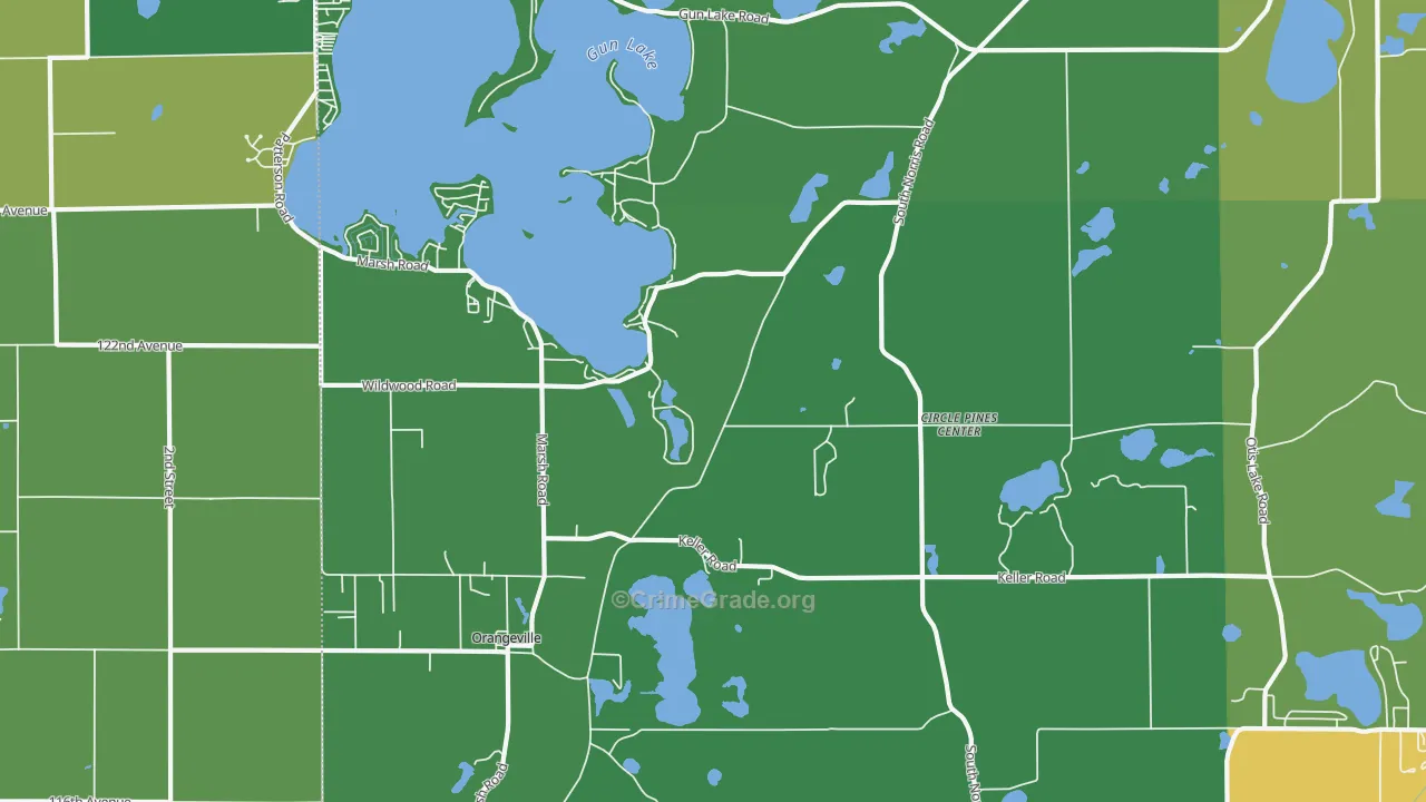 Circle Pine Center, MI Map of Drug-Related Crime Rates