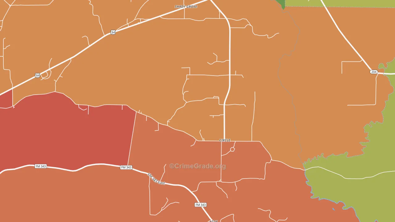 Circle, TX Map of Drug-Related Crime Rates