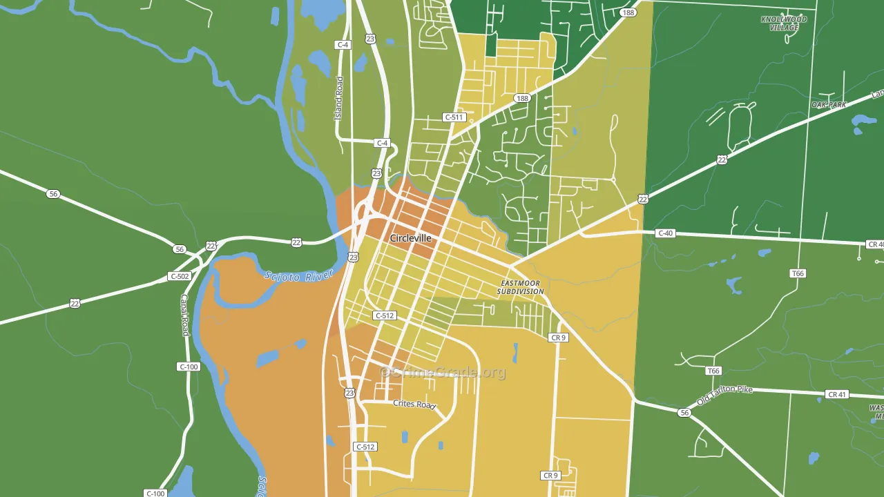 Circleville Historic District, Circleville, OH Map of Drug-Related Crime Rates