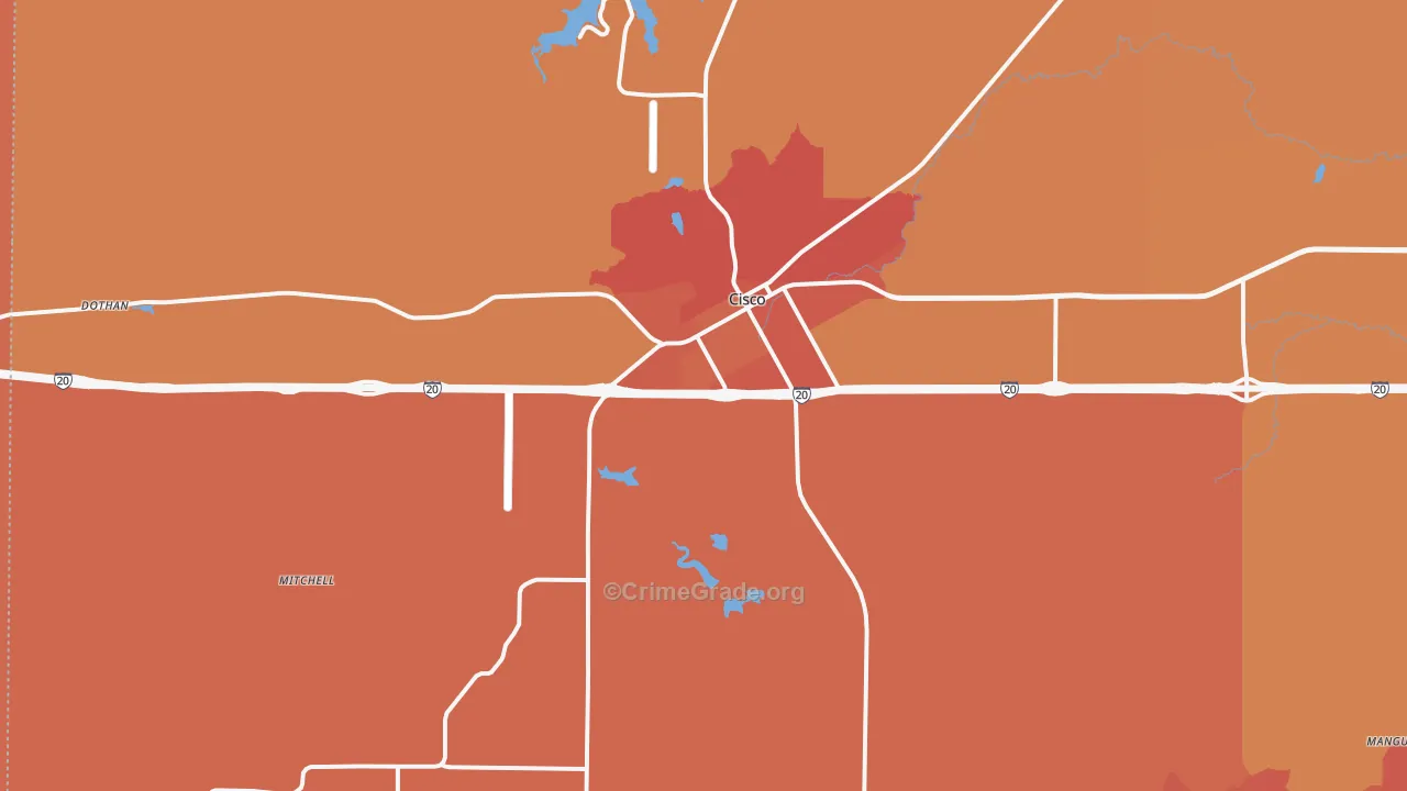 Cisco, TX Map of Drug-Related Crime Rates