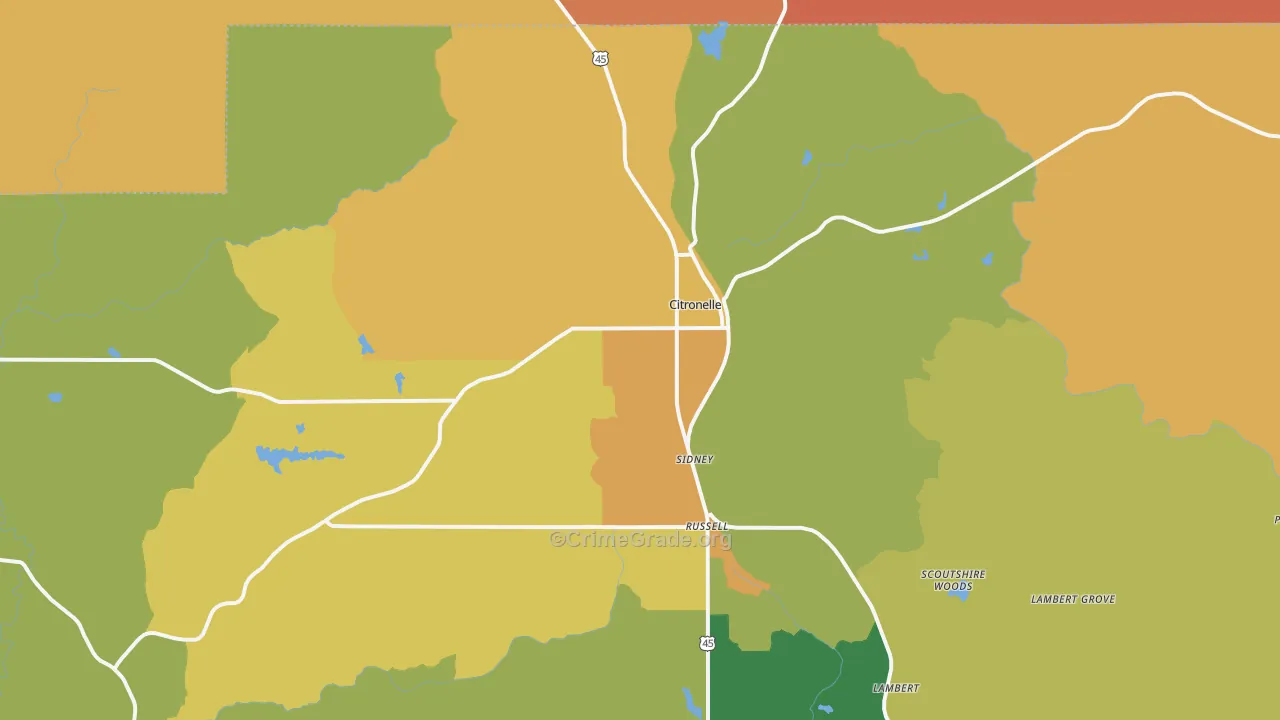 Citronelle, AL Map of Drug-Related Crime Rates