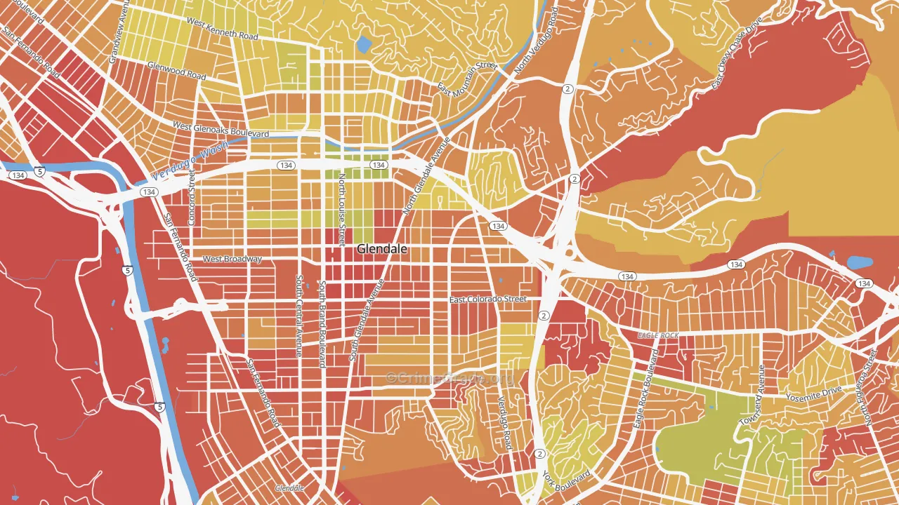 Citrus Grove, Glendale, CA Map of Drug-Related Crime Rates