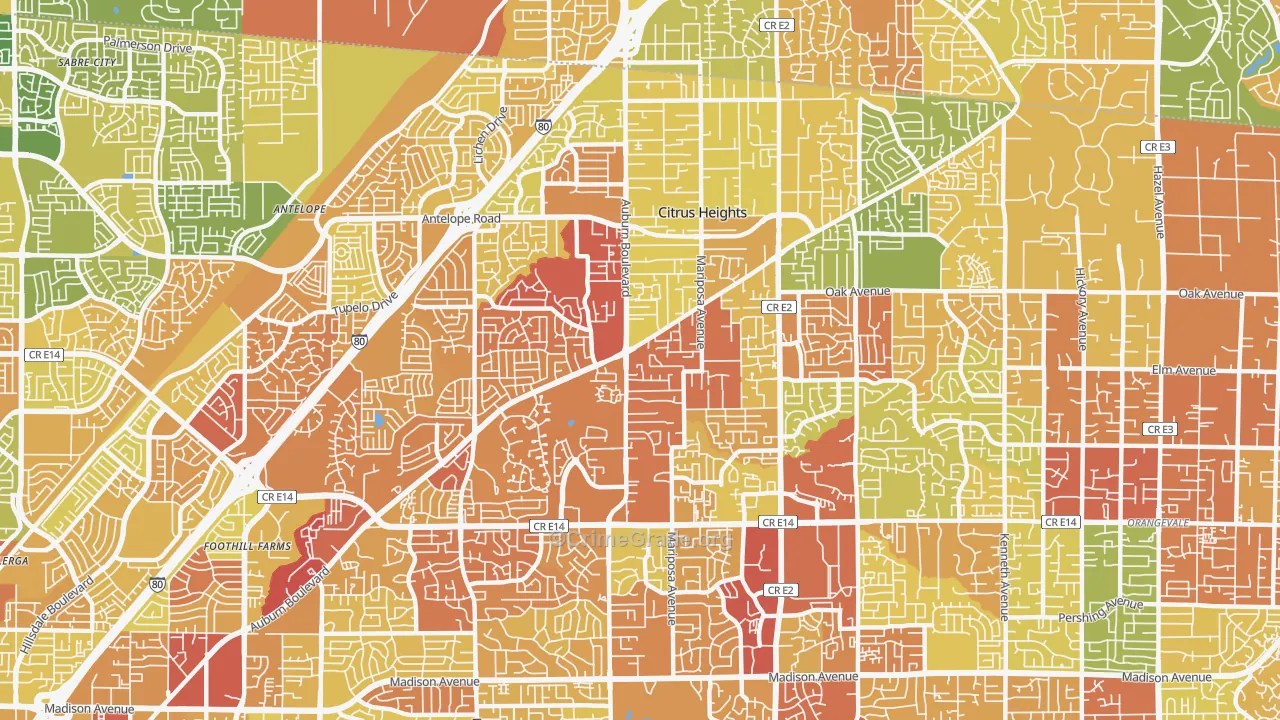 Citrus Heights, CA Map of Drug-Related Crime Rates