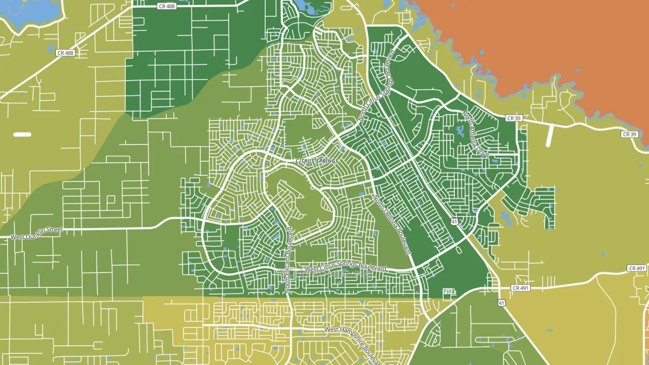 Citrus Springs, FL Map of Drug-Related Crime Rates