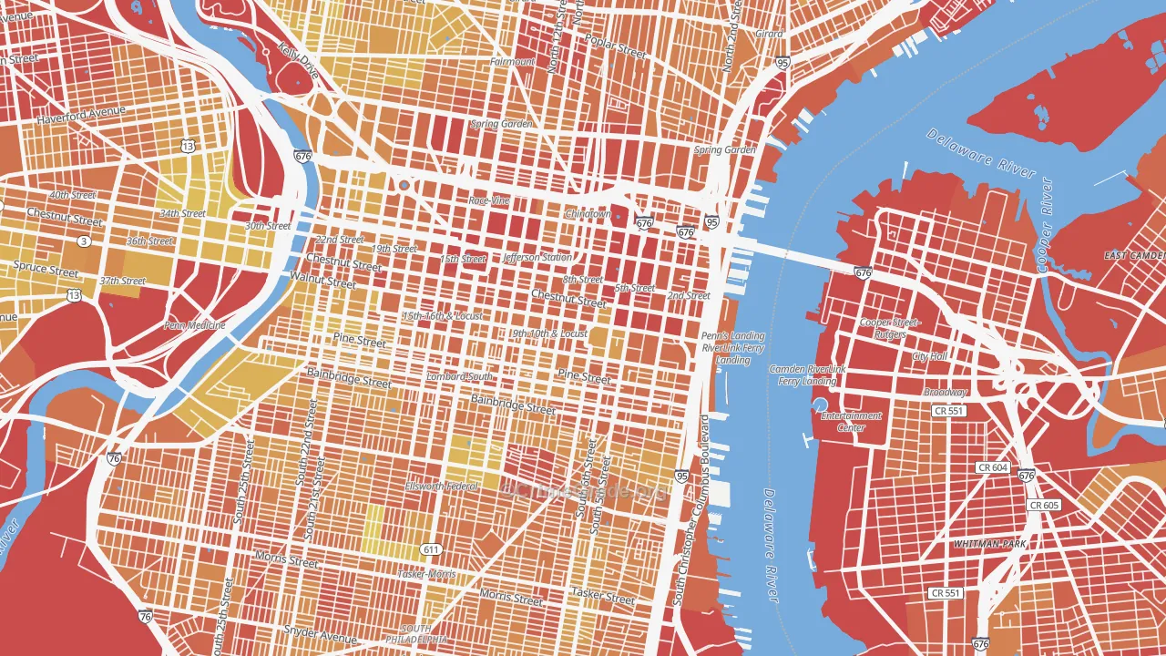 City Center East, Philadelphia, PA Map of Drug-Related Crime Rates
