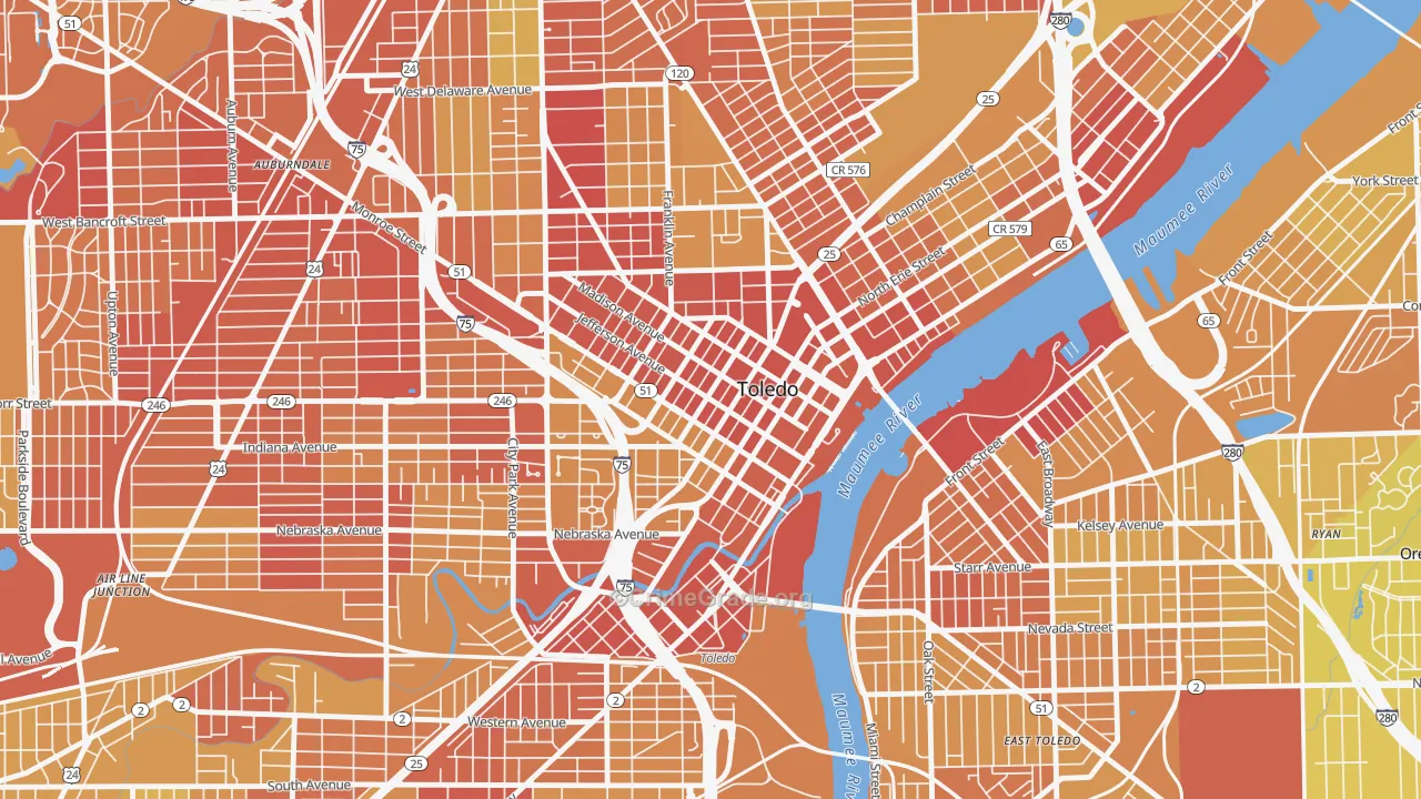 City Center, Toledo, OH Map of Drug-Related Crime Rates