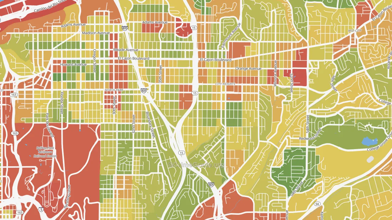 City Heights West, San Diego, CA Map of Drug-Related Crime Rates