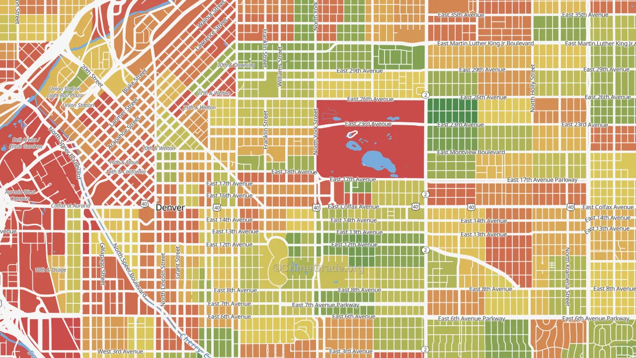 City Park, Denver, CO Map of Drug-Related Crime Rates