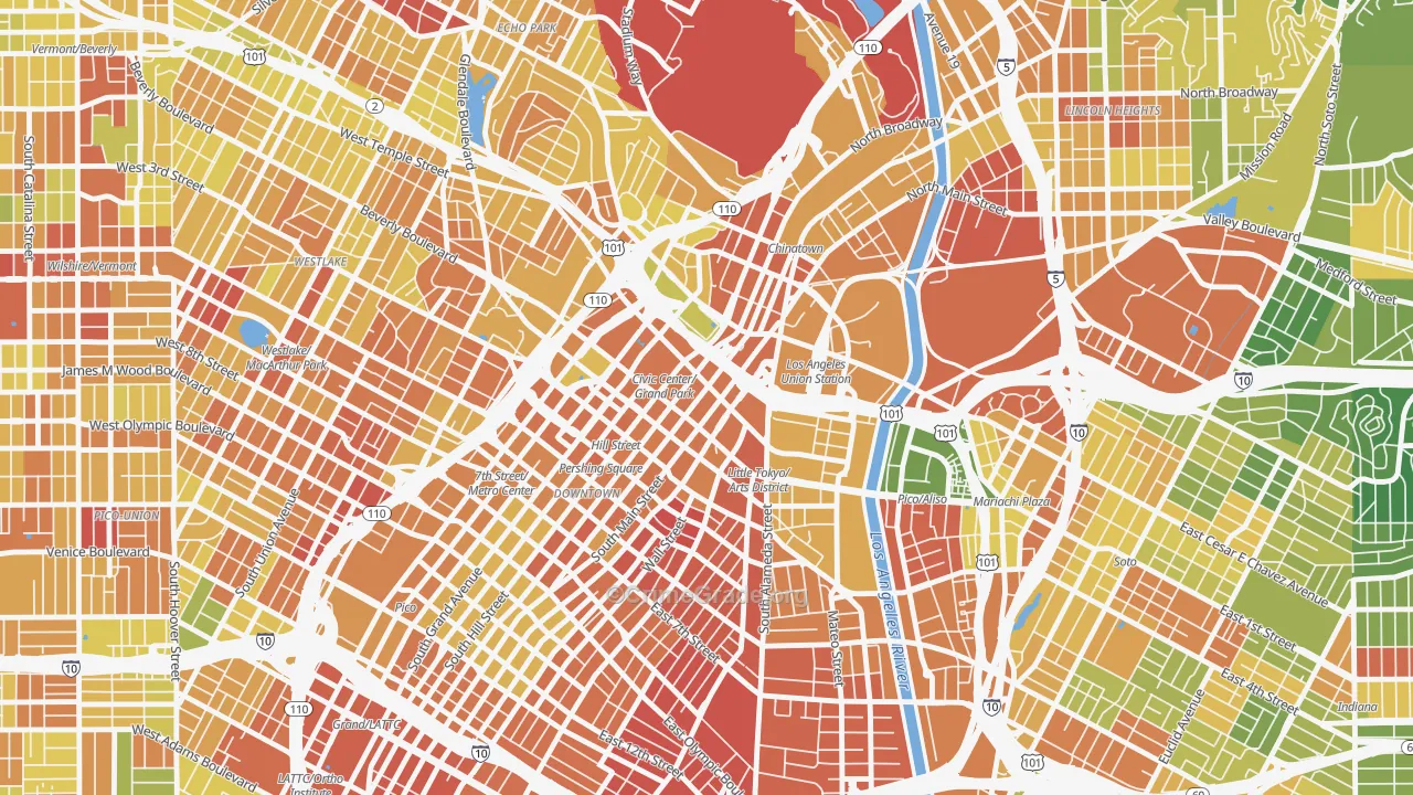 Civic Center Little Tokyo, Los Angeles, CA Map of Drug-Related Crime Rates