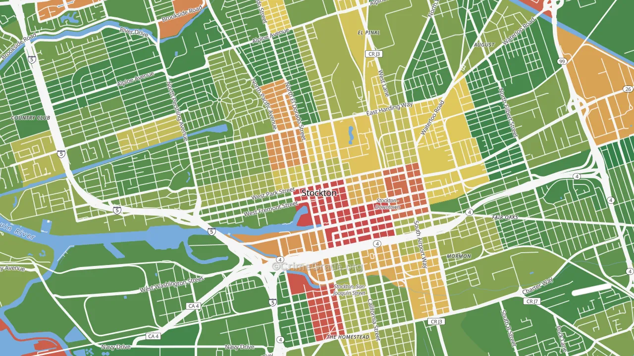 Civic Center, Stockton, CA Map of Drug-Related Crime Rates